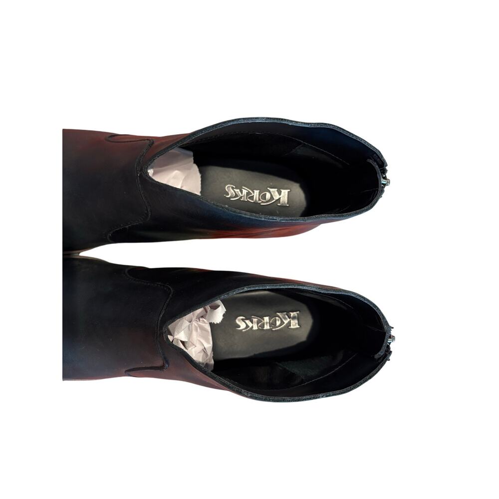 Korks Ease Black Leather Chunky Heeled Gemini Ankle Boots Women’s 10 M - Picture 5 of 10